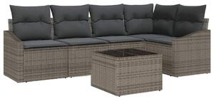 VidaXL Kerti Kanapé Szett párnával 6 pcs Világosszürke polirattan