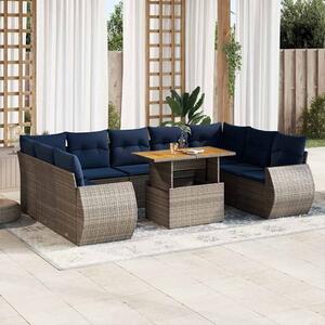 VidaXL 10 részes szürke polyrattan kerti ülőgarnitúra párnákkal