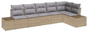 VidaXL Kerti Kanapé Szett 6 pcs Beige és Világosszürke polirattan