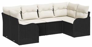 VidaXL Kerti Kanapé Szett tárolóval 6 pcs Fekete és fehér Poli rattan