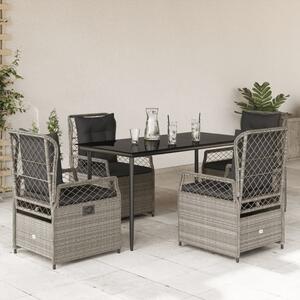 VidaXL 5részes világosszürke polyrattan kerti étkezőgarnitúra párnával