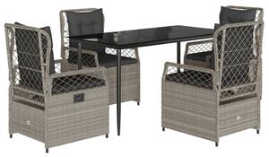 VidaXL 5részes világosszürke polyrattan kerti étkezőgarnitúra párnával