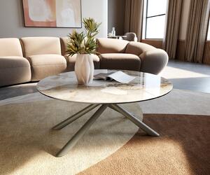 DELIFE Dohányzóasztal Edge kerek 90x90 cm kerámia Minas Melange Sarity fém titán színű effektfinish