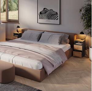 Vicco Monty 2 fiókos éjjeliszekrény szett, 2 db, antracit-arany tölgy, 25x59 cm