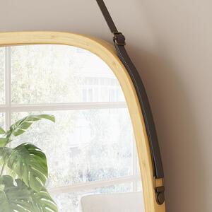 Vicco Mirno bambusz keretes függő tükör barna pánttal, 44 × 78 cm