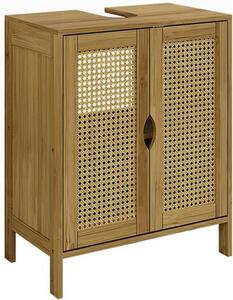 Vicco Liora bambusz hatású mosdószekrény rattan ajtófronttal, 48 cm