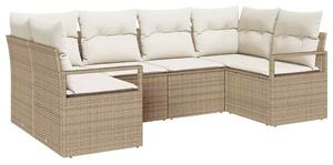 VidaXL Kerti Kanapé Szett párnával 6 pcs Beige és Fehér polirattan