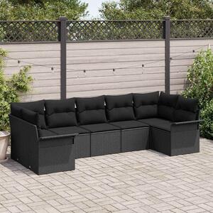 VidaXL Kerti Kanapé Szett tárolóval 7 pcs Fekete Poli rattan