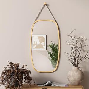 Vicco Mirno bambusz keretes függő tükör barna pánttal, 44 × 78 cm