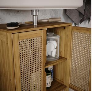 Vicco Liora bambusz hatású mosdószekrény rattan ajtófronttal, 48 cm