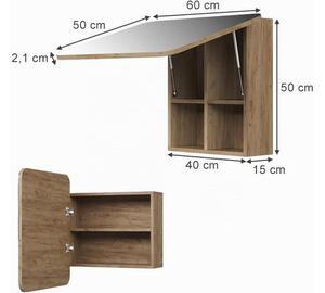 Vicco Zino fürdőszobai tükörszekrény, arany tölgy, 60 cm, polcokkal