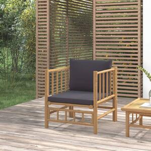 VidaXL bambusz kerti kanapé sötétszürke párnákkal