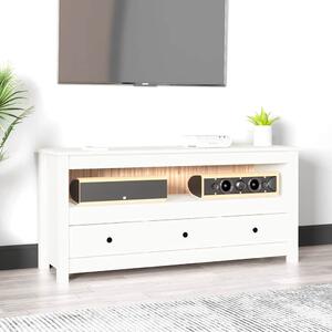 Fehér tömör fenyőfa TV-szekrény 114x35x52 cm