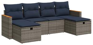 VidaXL 6 részes szürke polyrattan kerti ülőgarnitúra párnákkal