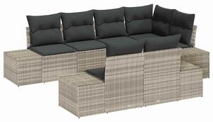 VidaXL Kerti Kanapé Szett párnával 7 pcs Világosszürke polirattan