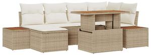 VidaXL Kerti Kanapé Szett tárolóval 7 pcs Bézs Poli rattan