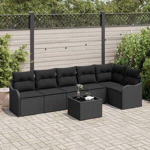 VidaXL Kerti Kanapé Szett párnával tárolóval 7 pcs Bézs Poli rattan