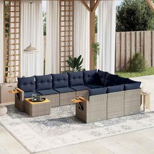 VidaXL 11 részes szürke polyrattan kerti ülőgarnitúra párnákkal