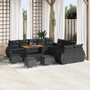 VidaXL Kerti Kanapé Szett párnával 14 pcs Fekete 110 x 55 x 71 cm