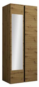 Gardróbszekrény Pinis I, Laminált forgácslap, 186x74x44cm, Fekete, Artisan tölgy