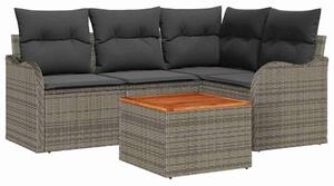 VidaXL Kerti Kanapé Szett tárolóval 5 pcs Szürke polirattan