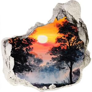 3d-s lyuk vizuális effektusok matrica Sunset erdő
