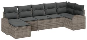VidaXL Kanapé Szett párnával tárolóval 7 pcs Szürke polirattan