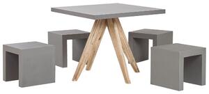 Kerti étkezőgarnitúra hokedlikkel 4 személyes OLBIA/TARANTO Beton Szürke