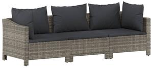 VidaXL 3 részes szürke polyrattan kerti ülőgarnitúra párnákkal