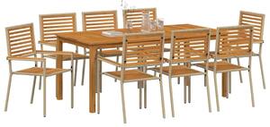 VidaXL Kert étkező szett 9 pcs Bézs Tömör Akácfa