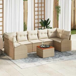 VidaXL Kerti Kanapé Szett tárolóval 8 pcs Beige és krém polirattan