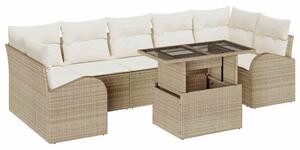 VidaXL Kerti Kanapé Szett párnával tárolóval 8 pcs Bézs Poly Rattan