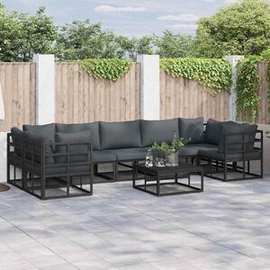 VidaXL Kerti Kanapé Szett Fekete Alumínium