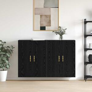 VidaXL Fali szekrény 2 db Fekete tölgy 69,5 x 34 x 90 cm Szerelt Fa