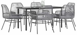 VidaXL 7 részes szürke polyrattan üveg kerti étkezőgarnitúra párnával