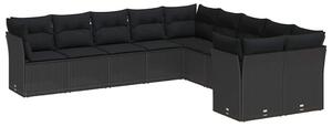 VidaXL Kerti Kanapé Szett párnával 13 pcs Fekete polirattan