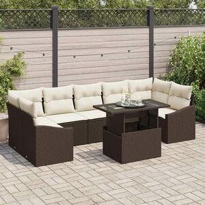 VidaXL Kerti Kanapé Szett tárolóval 8 pcs Barna Poli rattan