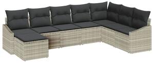 VidaXL Kanapé Szett párnával 8 pcs Világosszürke polirattan