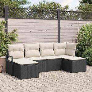 VidaXL Kanapé Szett 6 pcs Fekete polirattan
