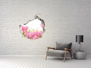 3d lyuk fal dekoráció Rózsaszín tulipánok