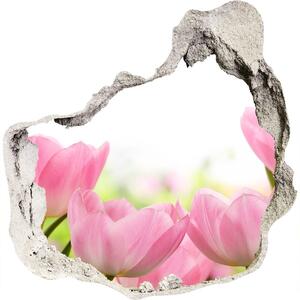 3d lyuk fal dekoráció Rózsaszín tulipánok