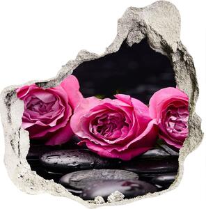3d lyuk fal dekoráció Rózsaszín rózsa