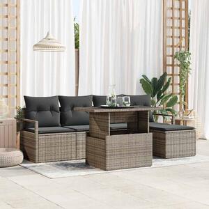 VidaXL Kerti Kanapé Szett tárolóval 6 pcs Szürke Poli rattan