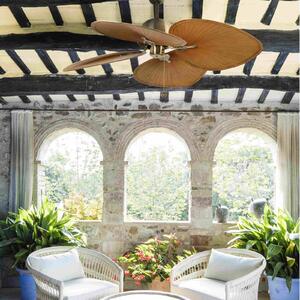 FARO BARCELONA Cuba L mennyezeti ventilátor, Ø 132 cm, négylapátos, antik arany, Sárgaréz / arany, Nappali / Étkező, Műanyag