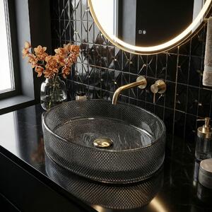 Rea Mirella Black, pultra szerelhető mosdó 495x380x125 mm, füstüveg-fekete, REA-U3524