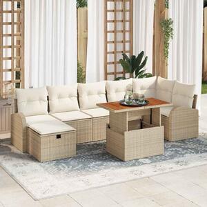 VidaXL Kerti Kanapé Szett 8 pcs Bézs polirattan