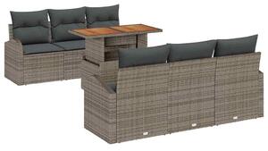 VidaXL Kerti Kanapé Szett tárolóval 7 pcs Szürke Poli rattan