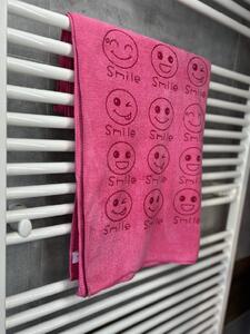 Gyorsan száradó törülköző Smiley rózsaszín A törülközők mérete: 35x75 cm