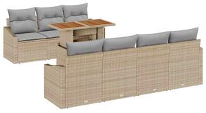VidaXL Kerti Kanapé Szett tárolóval 8 pcs Bézs Poli rattan