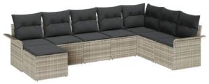 VidaXL Kerti Kanapé Szett párnával 8 pcs Világosszürke Poli rattan